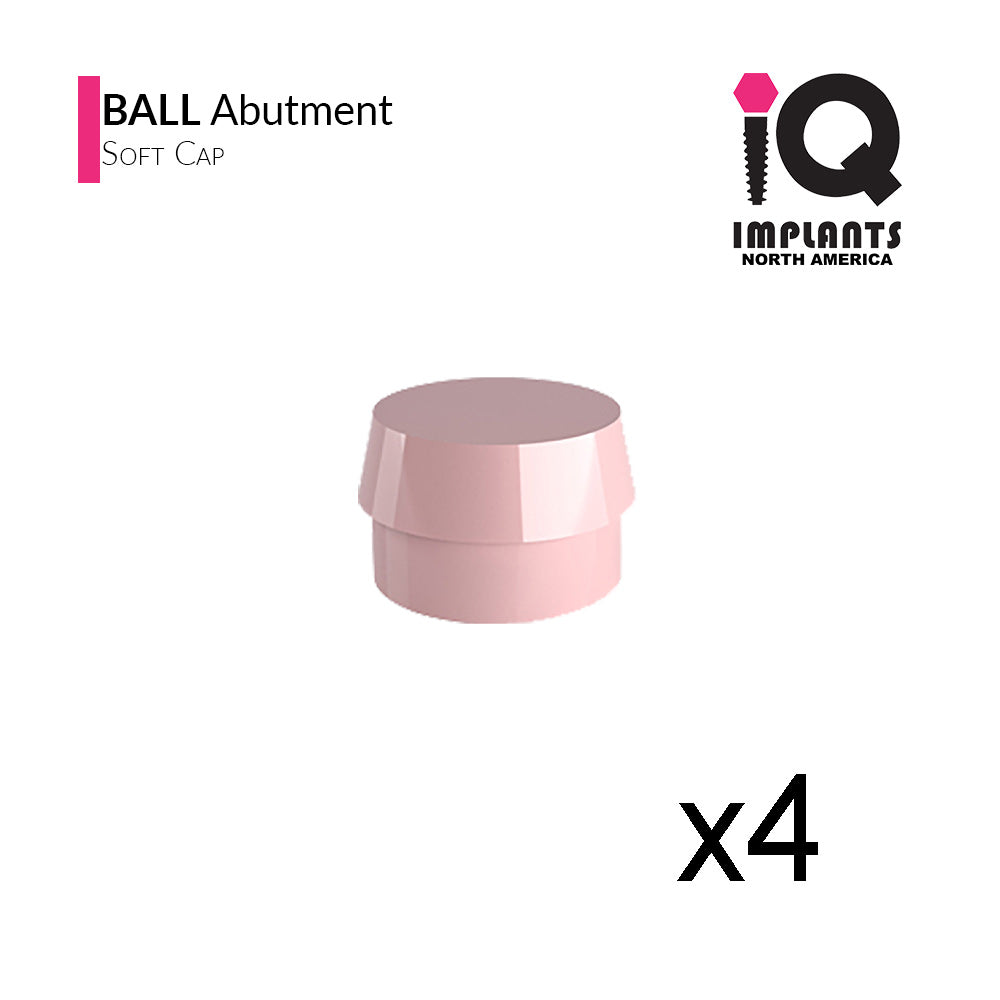 Ball Abutment Retentive Caps Soft, Pink 1.98lbs / 900gr (4 pack)