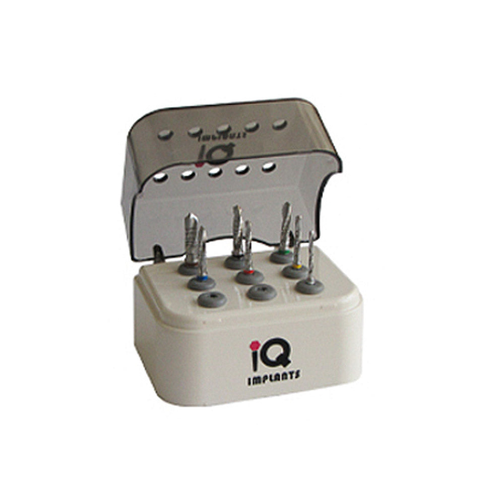 7 Straight Coated Twist Implant Drills Ext Irrigation with Autoclavable Box