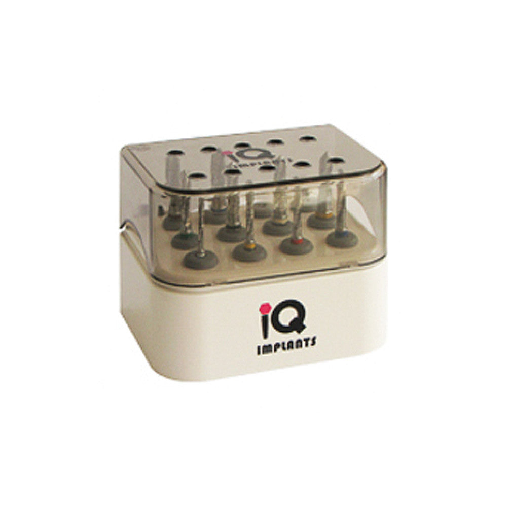 10 Straight Regular Implant Drills Ext Irrigated with Autoclavable Box