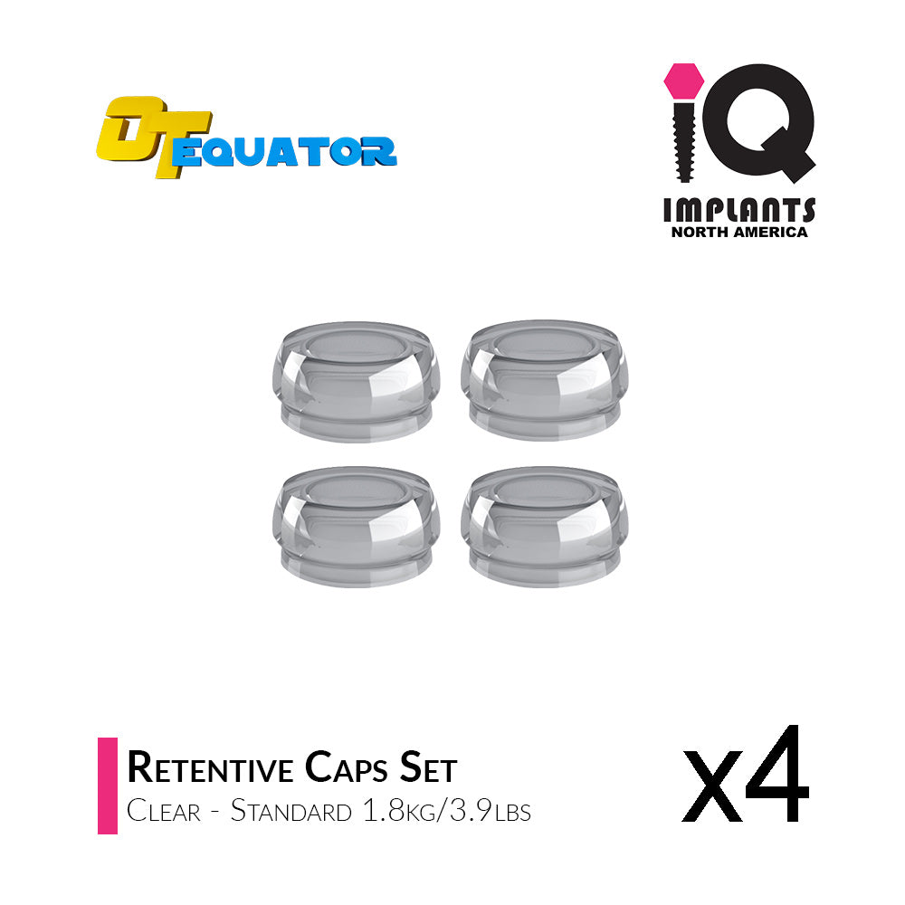 IQ-Rhein EQUATOR Retentive Caps Standard, Clear 1.8kg/3.9lbs (4-Pack)