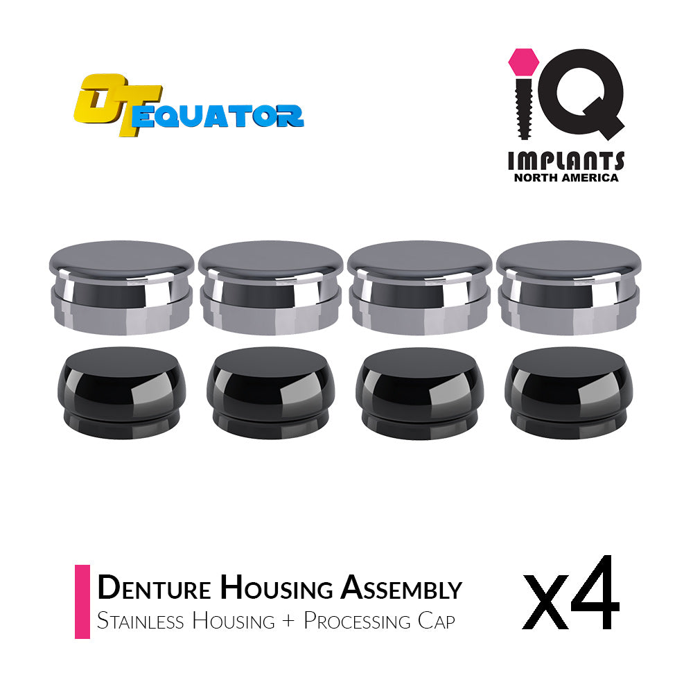IQ-Rhein EQUATOR Denture Replacement SS Housing Assembly, (4-Pack)