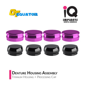 IQ-Rhein EQUATOR Denture Replacement Titanium Housing Assembly, (4-Pack)