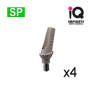 Temporary PEEK Abutment, 15º Angled 1mm SP (4 Pack)