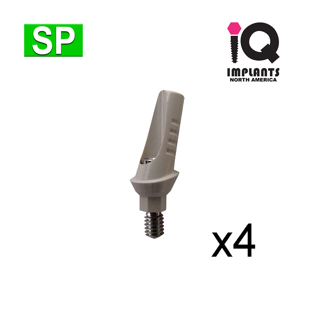 Temporary PEEK Abutment, 15º Angled 1mm SP (4 Pack)