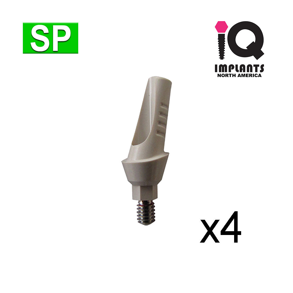 Temporary PEEK Abutment, 15º Angled 2mm SP (4 Pack)