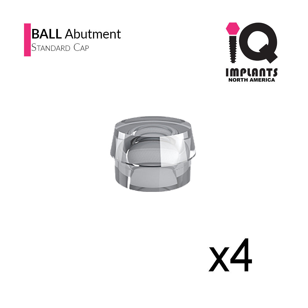 Ball Abutment Retentive Cap Standard, Clear 2.87lbs / 1300gr (4 pack)