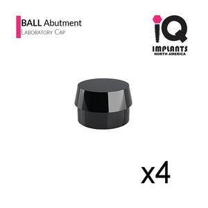 Ball Abutment Laboratory Processing Replacement Caps, Black (4 pack)