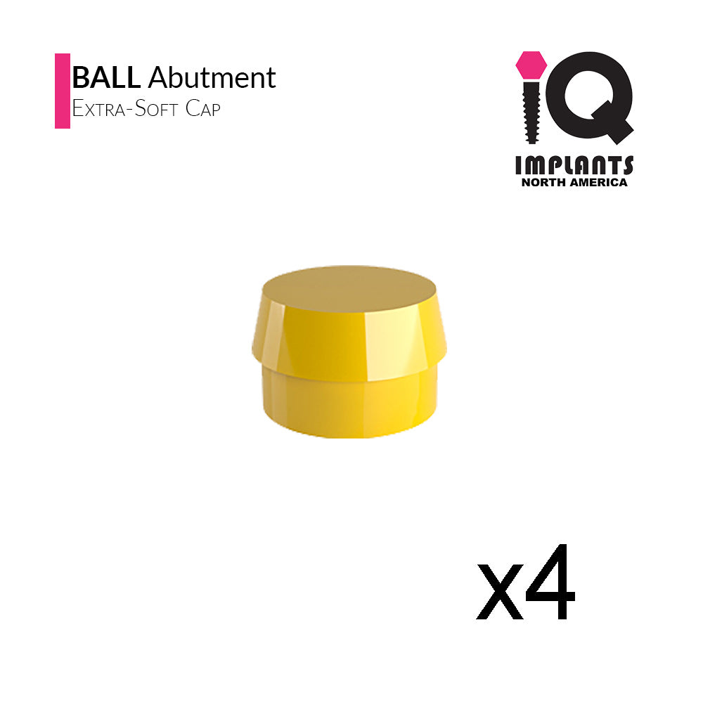 Ball Abutment Retentive Caps Xtra-Soft, Yellow 1.1lbs / 500gr (4 pack)