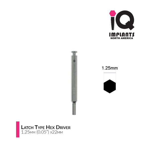 IQ Implants Hex Driver Latch Type, 1.25mm Short Shank For Low Speed Dental Handpiece