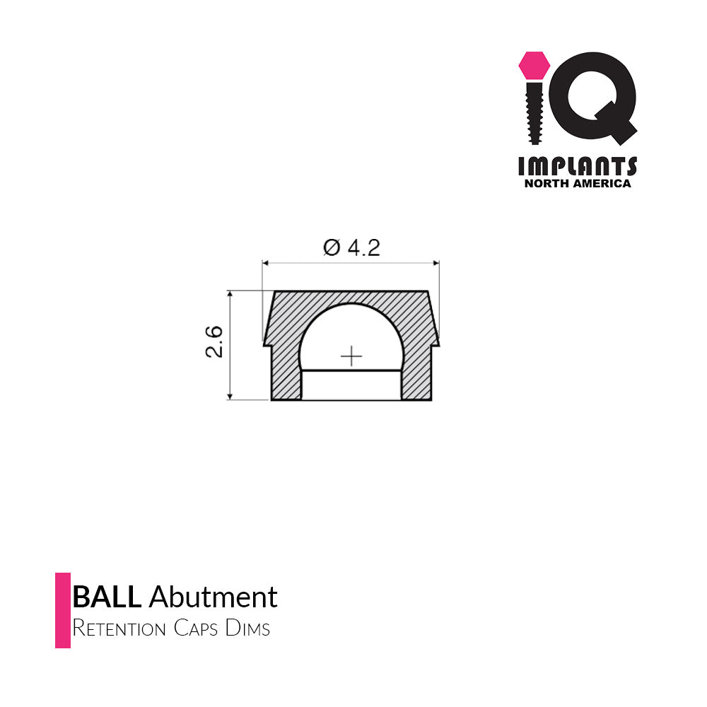 Ball Abutment Retentive Cap Standard, Clear 2.87lbs / 1300gr (4 pack)