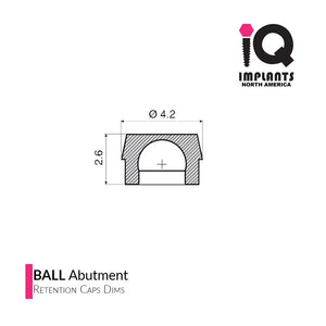 Ball Abutment Laboratory Processing Replacement Caps, Black (4 pack)