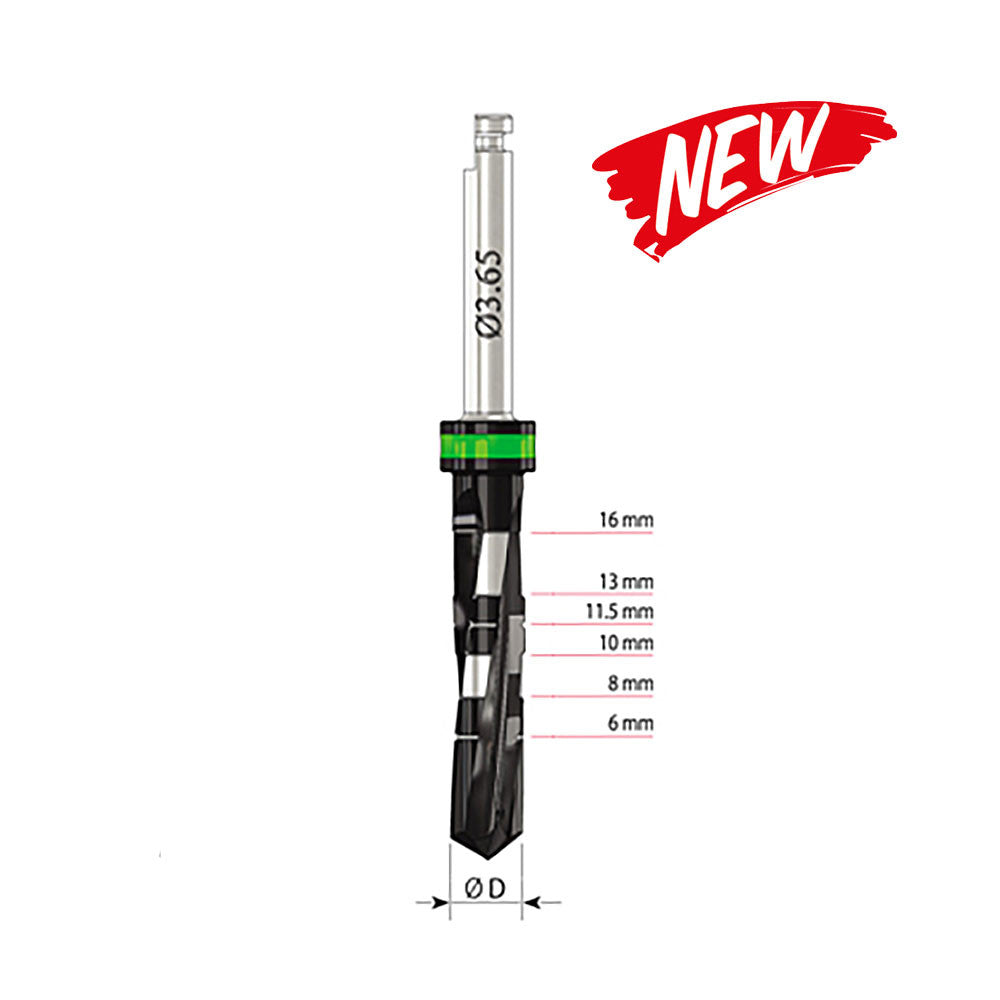Coated Twist Implant Drills with External Irrigation (7 available sizes)
