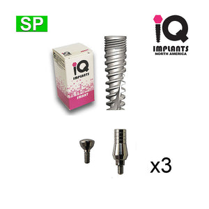 3 SMART SP Implants Standard Kits with Abutments and Healing Caps